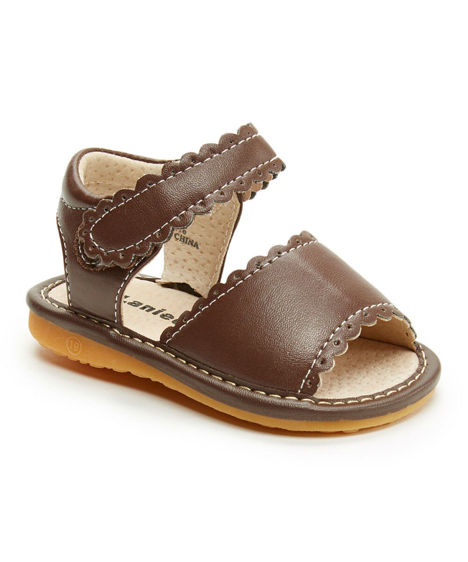 Laniecakes Brown Scallop Emily Squeaker Sandal (Uk Size:2/Us Size:3) (New Without Box) [Ref: