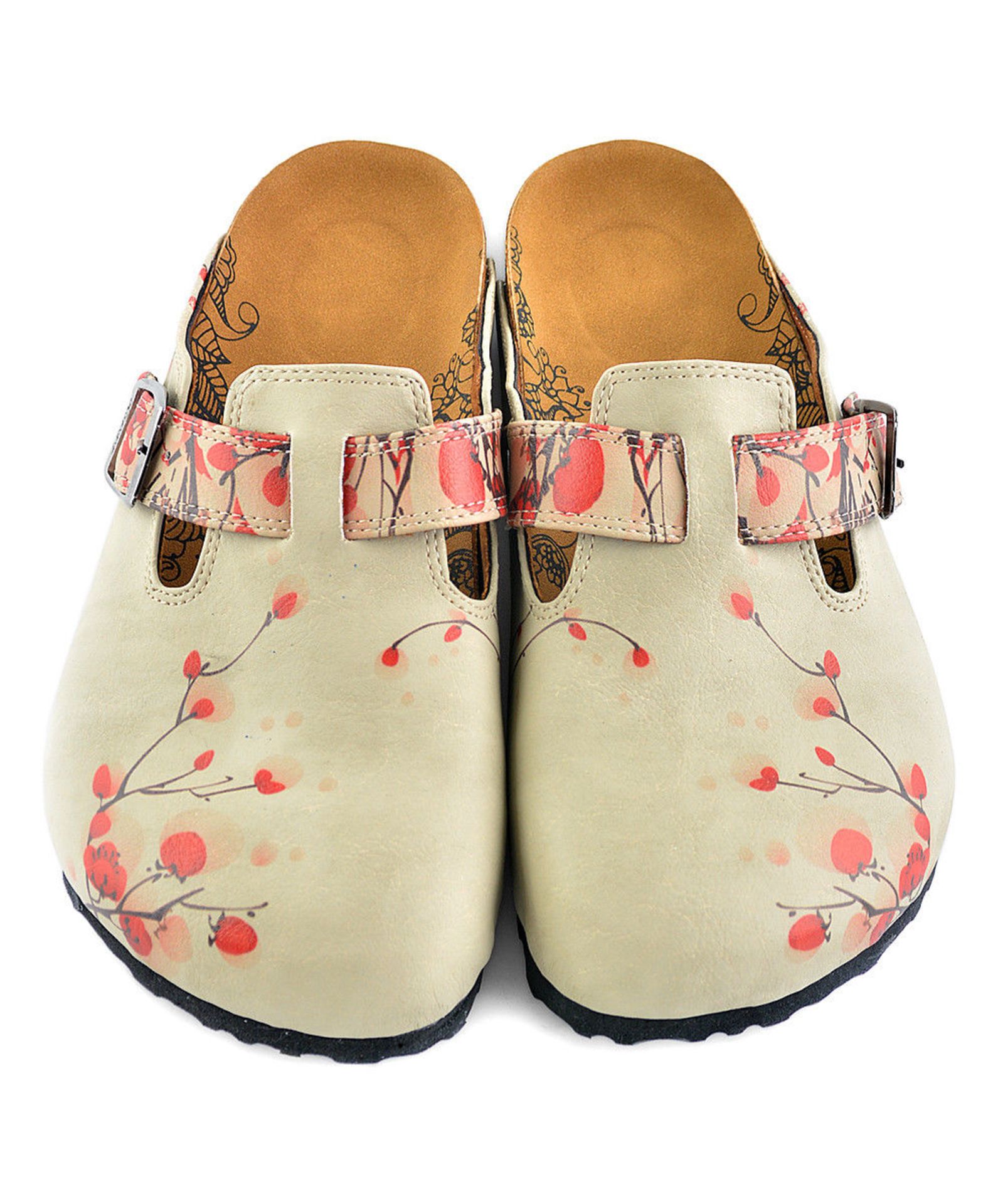 Calceo Cream & Red Floral Slip-On Mule Uk Size: Eur 35 (New With Box) [Ref: 48517104-G-002]