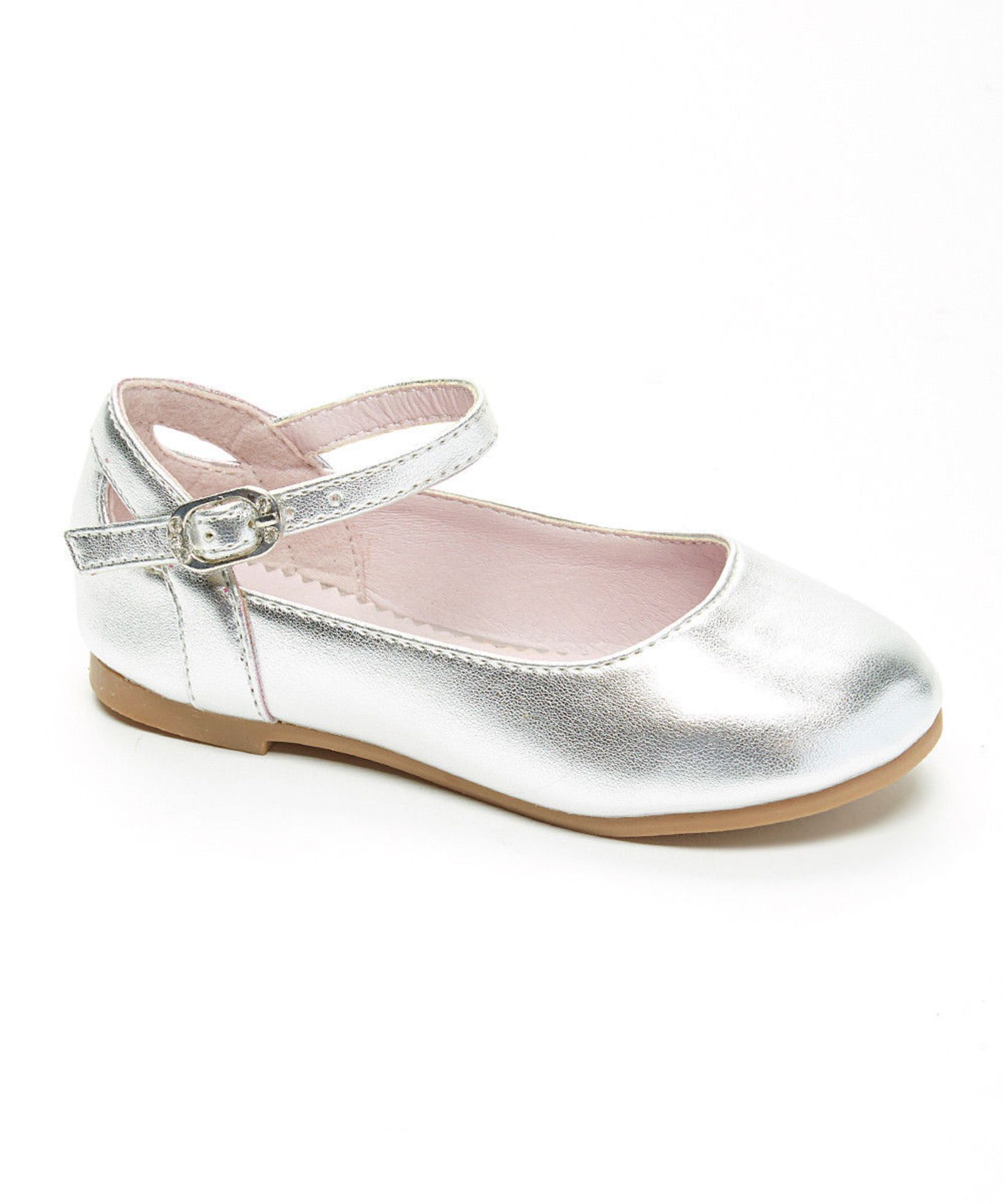 Little Angel Silver Patent Britt Ankle-Strap Flat (Uk Size:1/Us Size:2) (New With Box) [Ref: