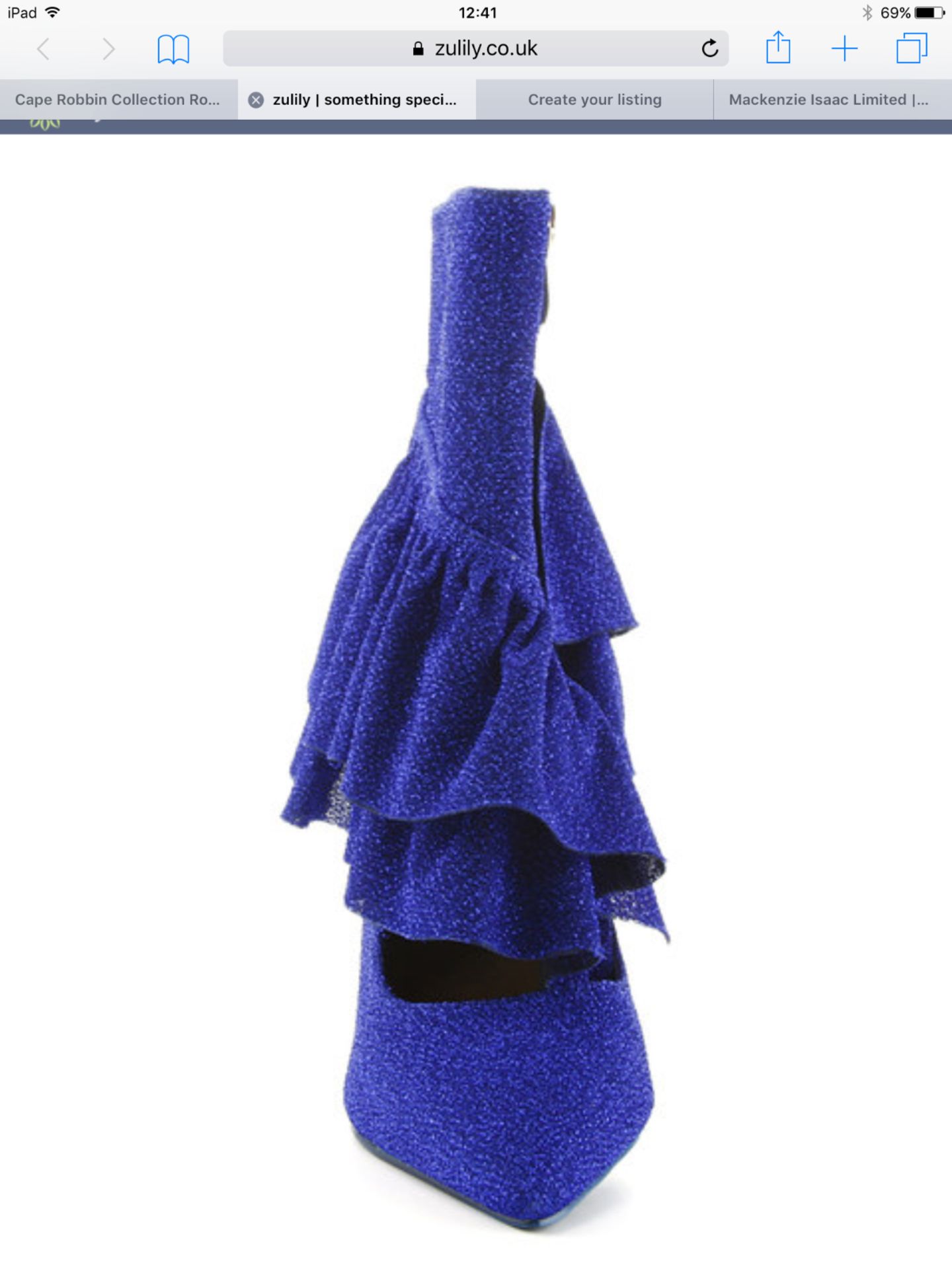 Cape Robbin Collection Royal Blue Beatrix Ruffle Boot, Size Eur 39, Rrp £59.99 (New With Box) [ - Image 2 of 7