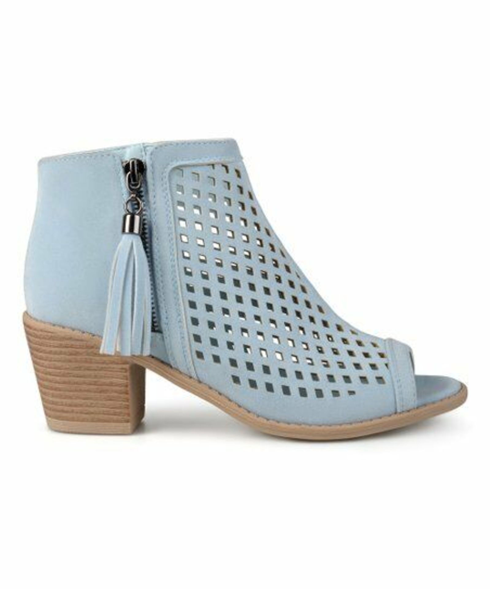 Brinley Co. Blue Perforated Perla Bootie (Uk Size:3/Us Size:5.5) (New With Box) [Ref: 47355354-C- - Image 2 of 5