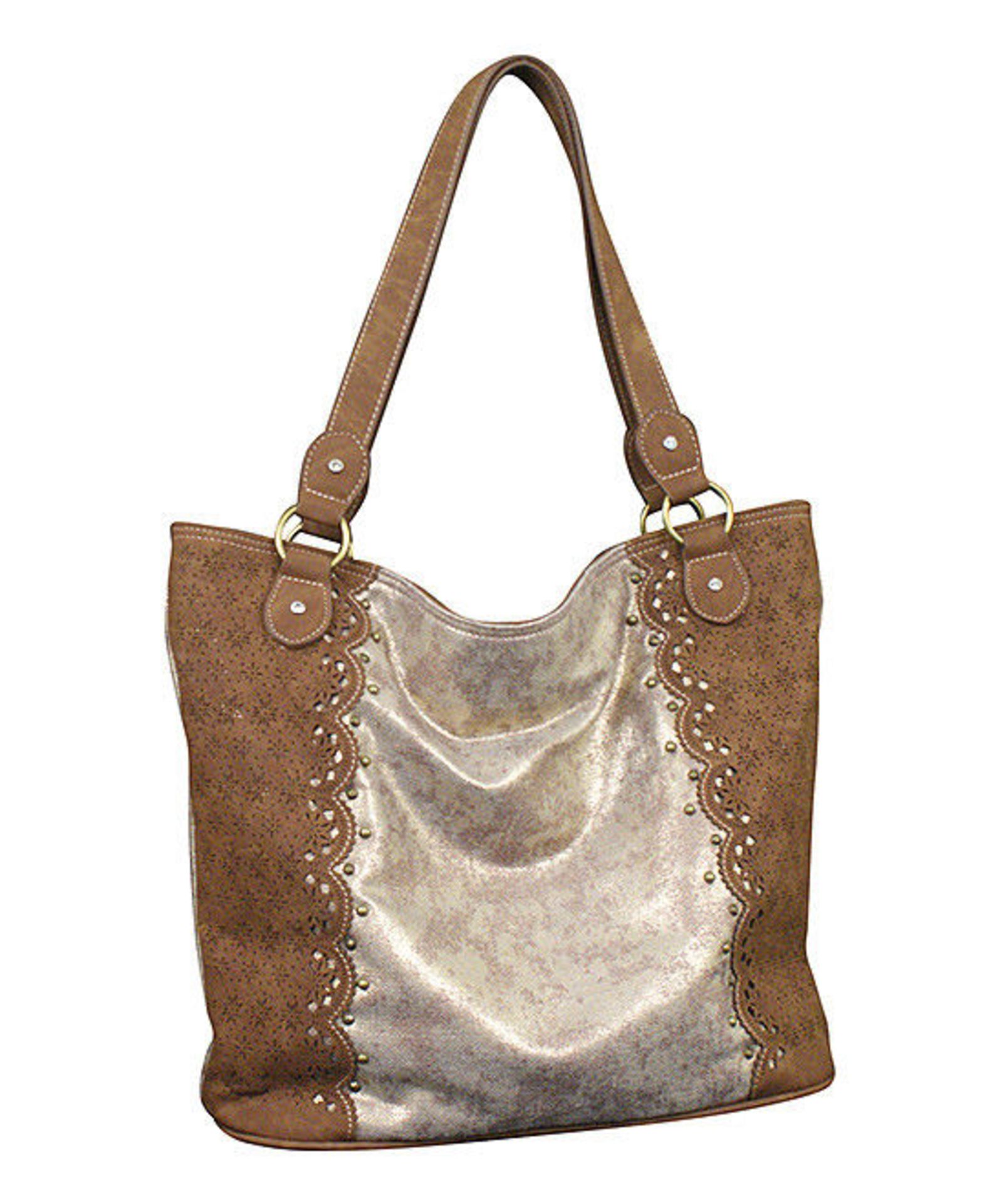 Way West Tan Metallic Vintage Piper Tote (New With Tags) [Ref: 48560123-Tf-Tub 2-Tf]