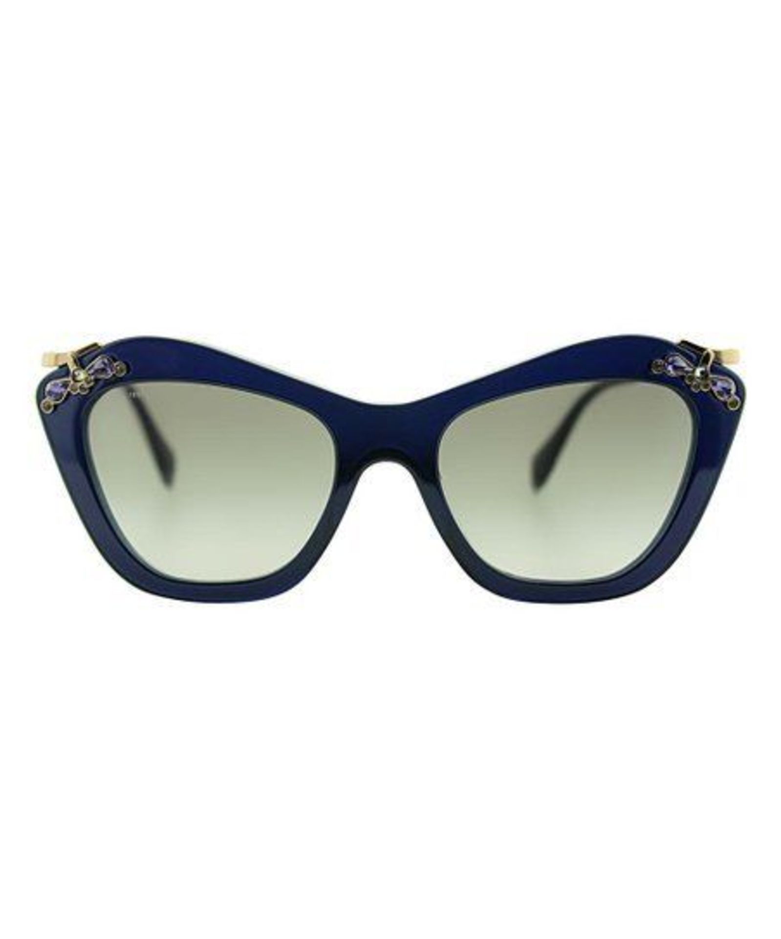 Miu Miu Blue Embellished Cat-Eye Sunglasses (New With Tags) [Ref: 40478595-Mi-Tub 9-Mi] - Image 2 of 3