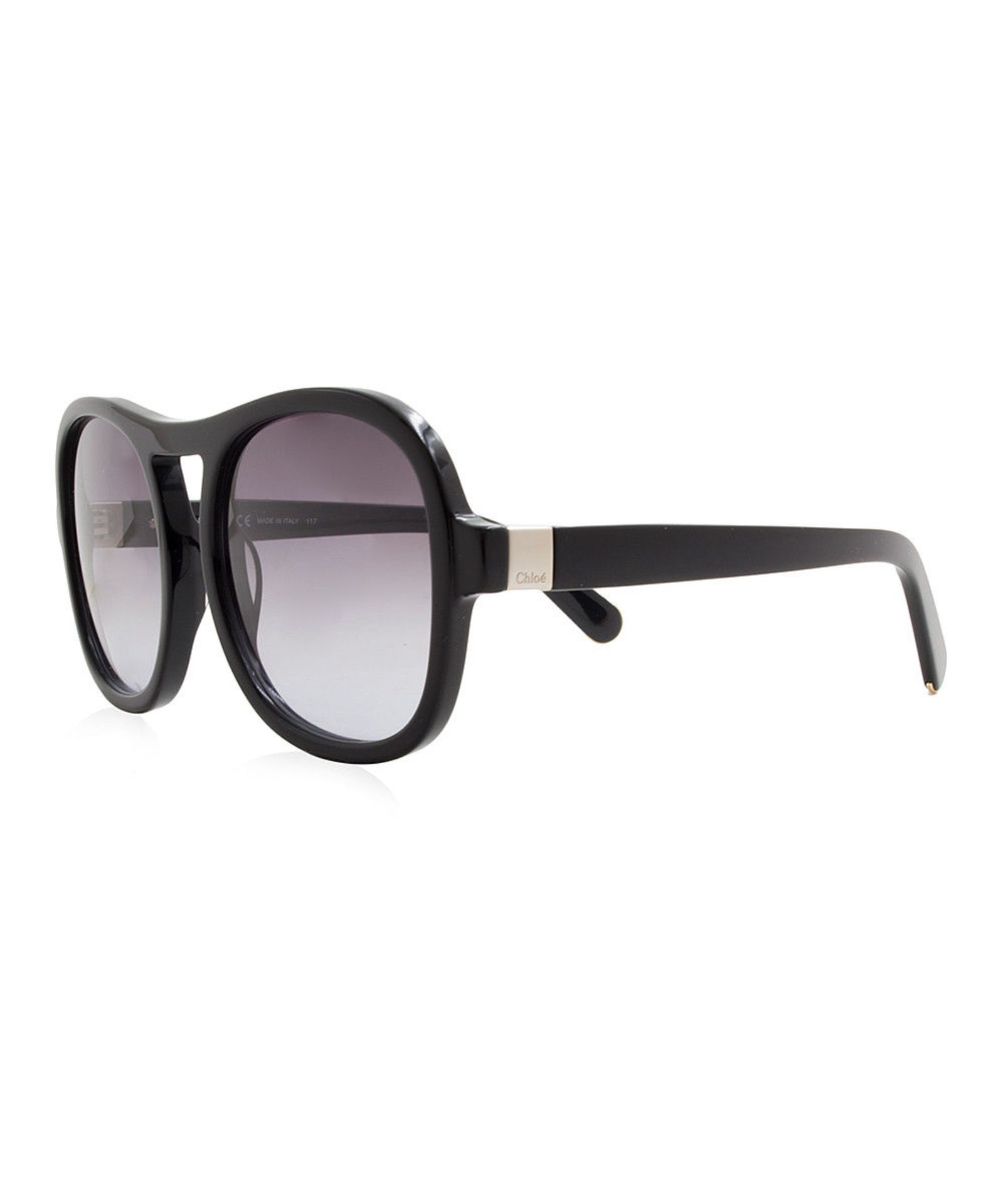 Chloè Black & Gray Gradient Modified Aviator Sunglasses (New With Tags) [Ref: 56635633-Mi-Tub 7-Mi]