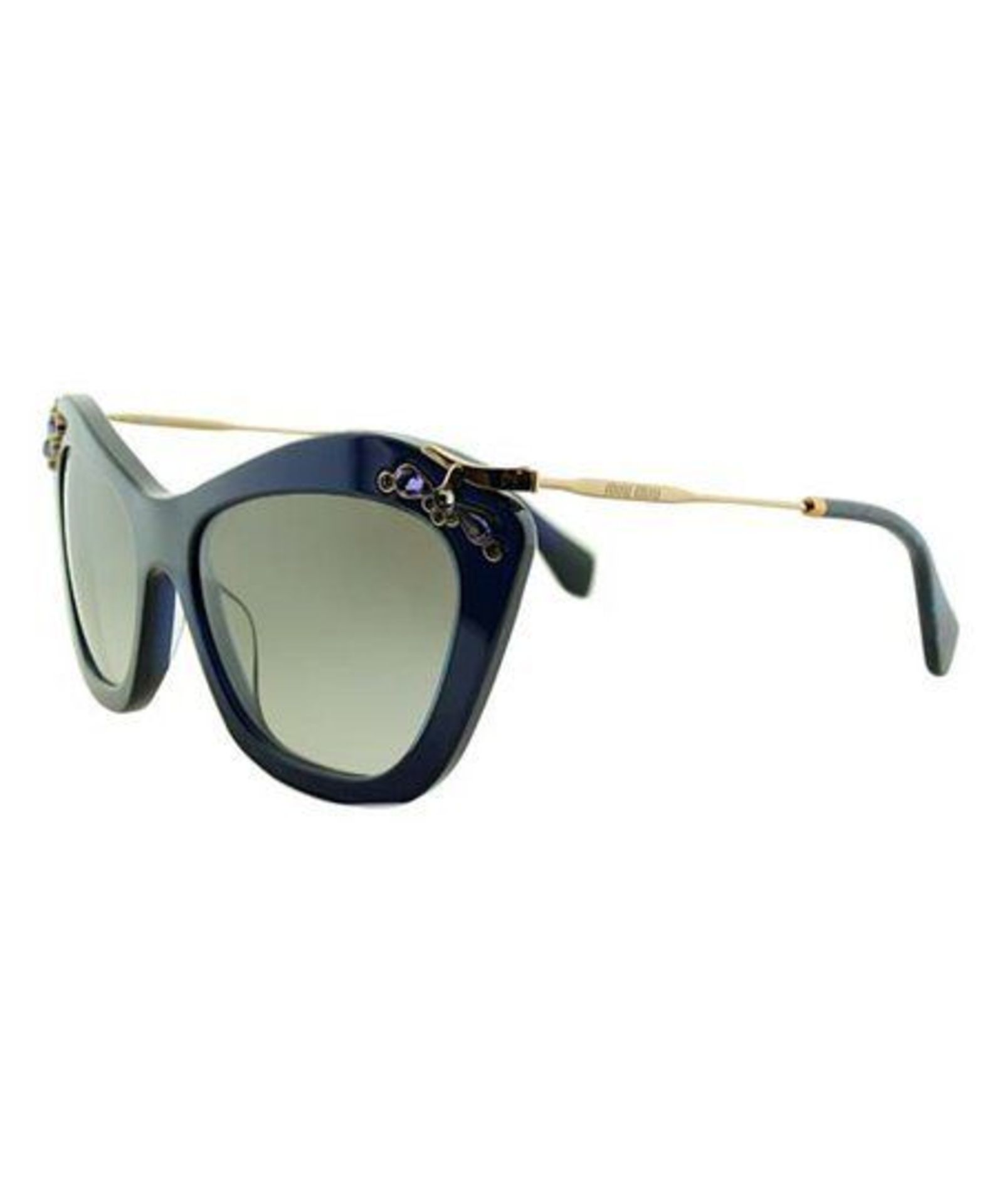 Miu Miu Blue Embellished Cat-Eye Sunglasses (New With Tags) [Ref: 40478595-Mi-Tub 9-Mi]