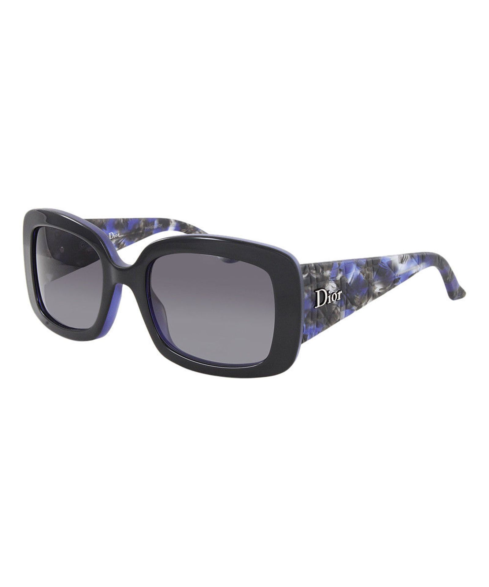 Dior, Black, Blue Tweed & Gray Gradient Sunglasses - Women (New With Tags) [Ref: 54075570-Tftub1-