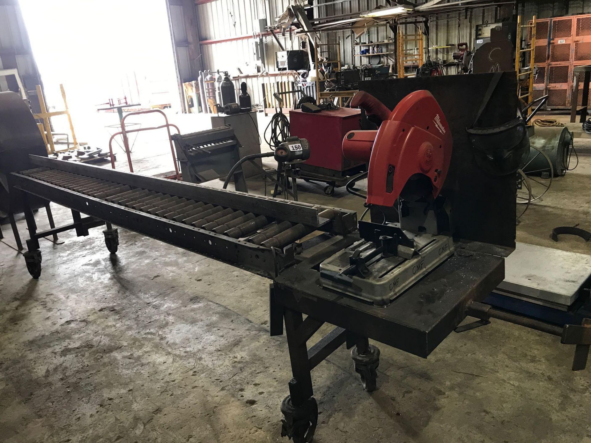 Milwaukee Chop Saw w/ Stand and 10' Roller Table