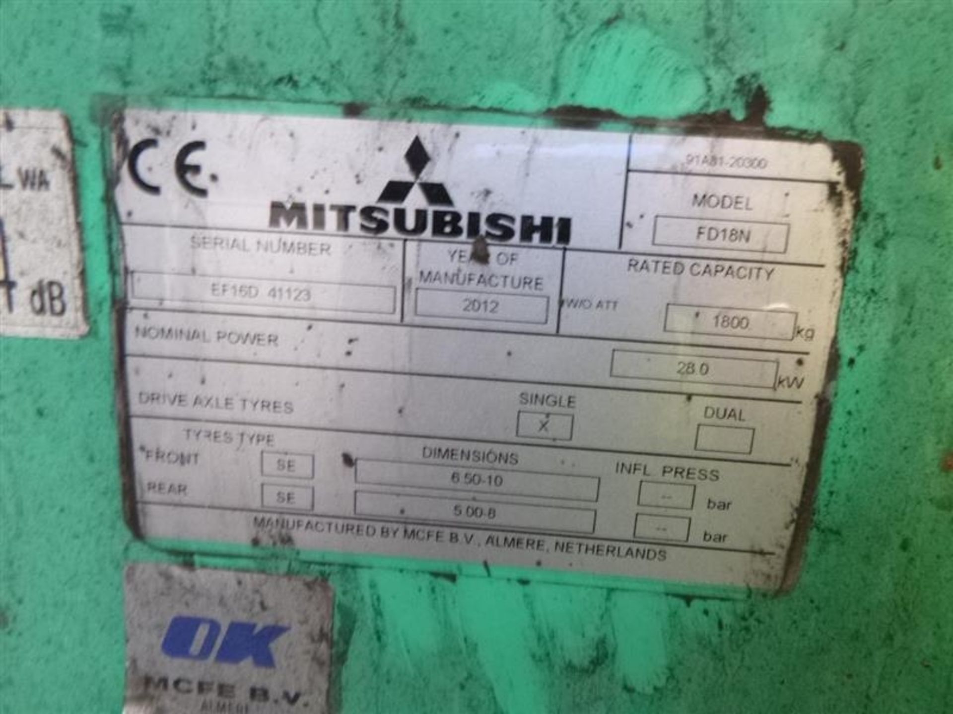 Mitsubishi FD18N Diesel Triple Mast Forklift Truck - 3R1-4 - Image 6 of 10