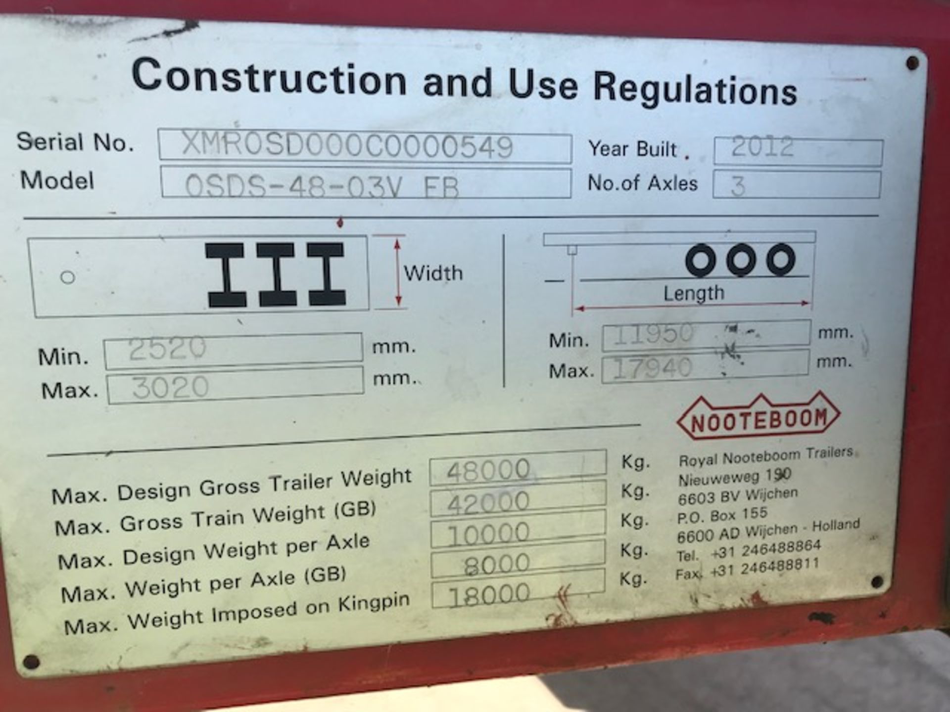 Nooteboom OSDS-48-03V EB Triaxle Extending Low Loader - 50P35-1 - Image 4 of 8