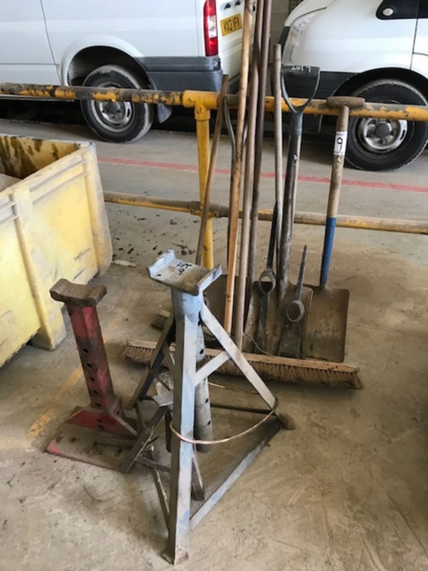 Qty of Axle Stands, Brushes + Shovels