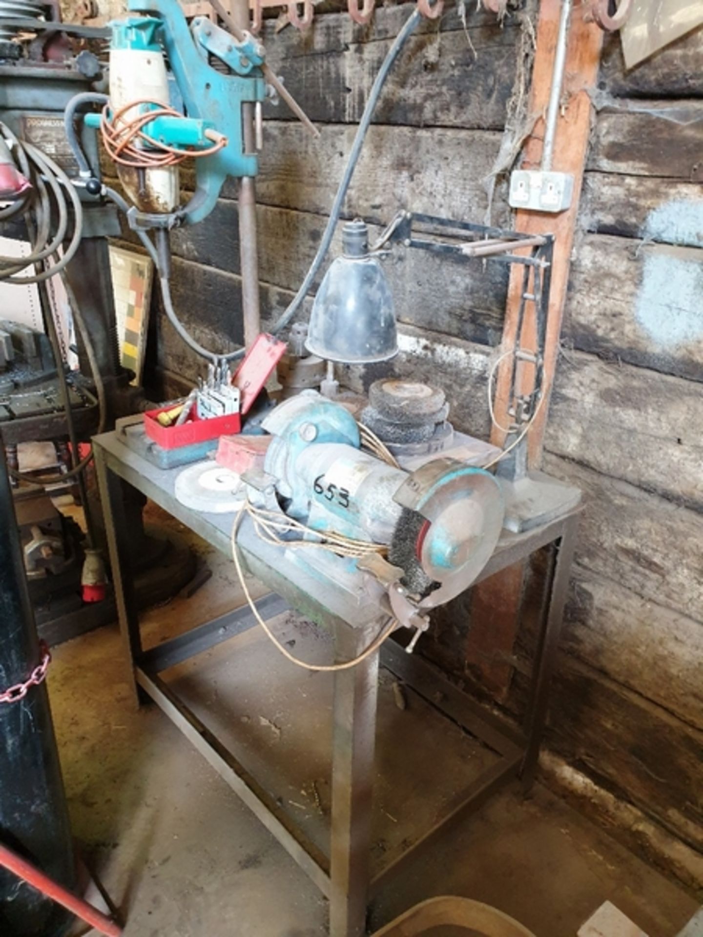 Steel Work Bench c/w Grinder / Pillar Drill &amp; Work Lamp