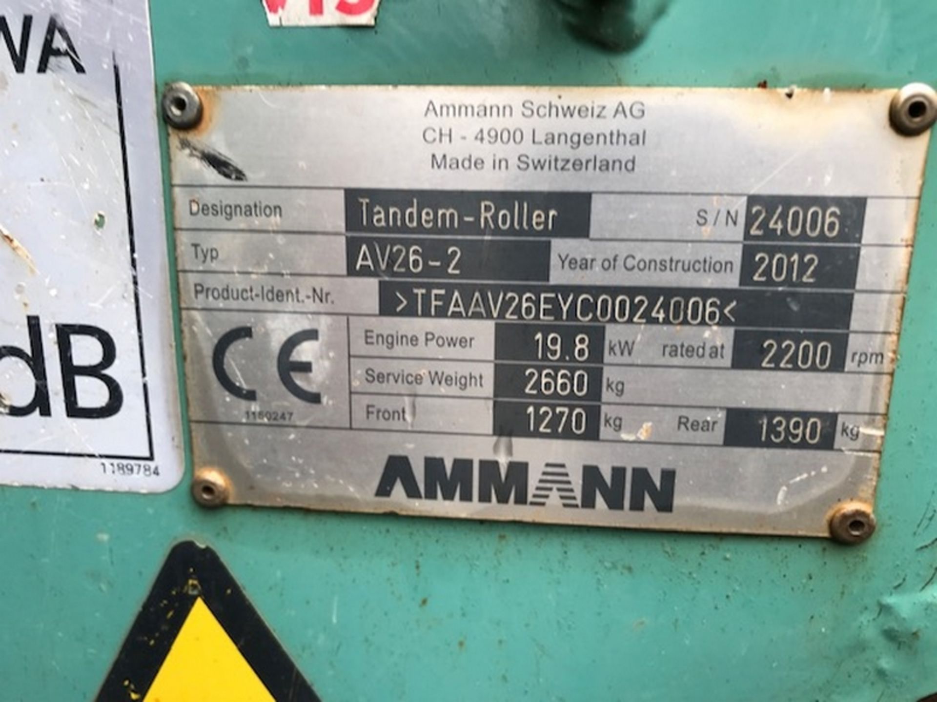 2012 Ammann AV26-2 Twin Vibro Roller - Image 4 of 6