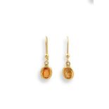 Paire de boucles d'oreilles en or jaune 18K (750°/00) ornée d'une citrine de [...]