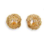 Paire de clips d'oreilles en or jaune 18K (750°/00) à motifs de feuilles de [...]