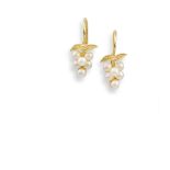 Paire de boucles d'oreilles grappe de raisin en or jaune 18K (750°/00) agrémentée [...]