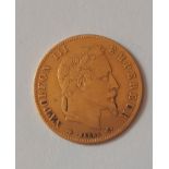 Pièce en or 5 francs 1866 Napoléon lauré. Poids : 1,60 g. Trace de soudure. -