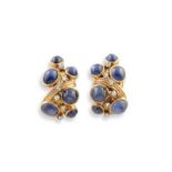 Paire de clips d'oreilles en or jaune 18K (750°/00) et platine (950°/00) (en parure [...]