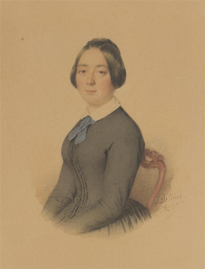 Josué DOLLFUS (1796-1887). Portrait présumé de Judith Dollfus, soeur de [...]