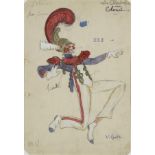 Madeleine VILPELLE (1918-1925). Colonel les Clodoches. Crayon et aquarelle avec [...]