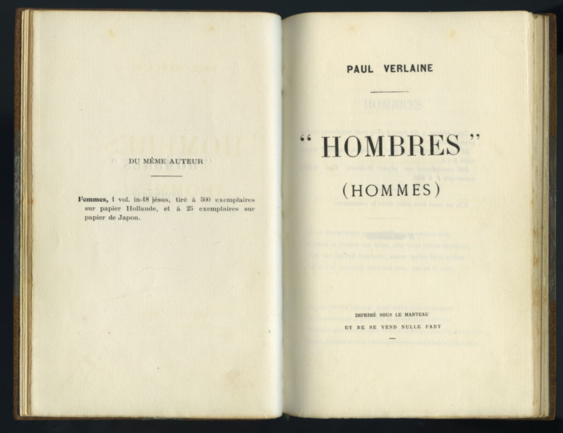 Paul VERLAINE [Arthur RIMBAUD]. - « Hombres » (Hommes). - Imprimé sous le [...] - Bild 3 aus 5