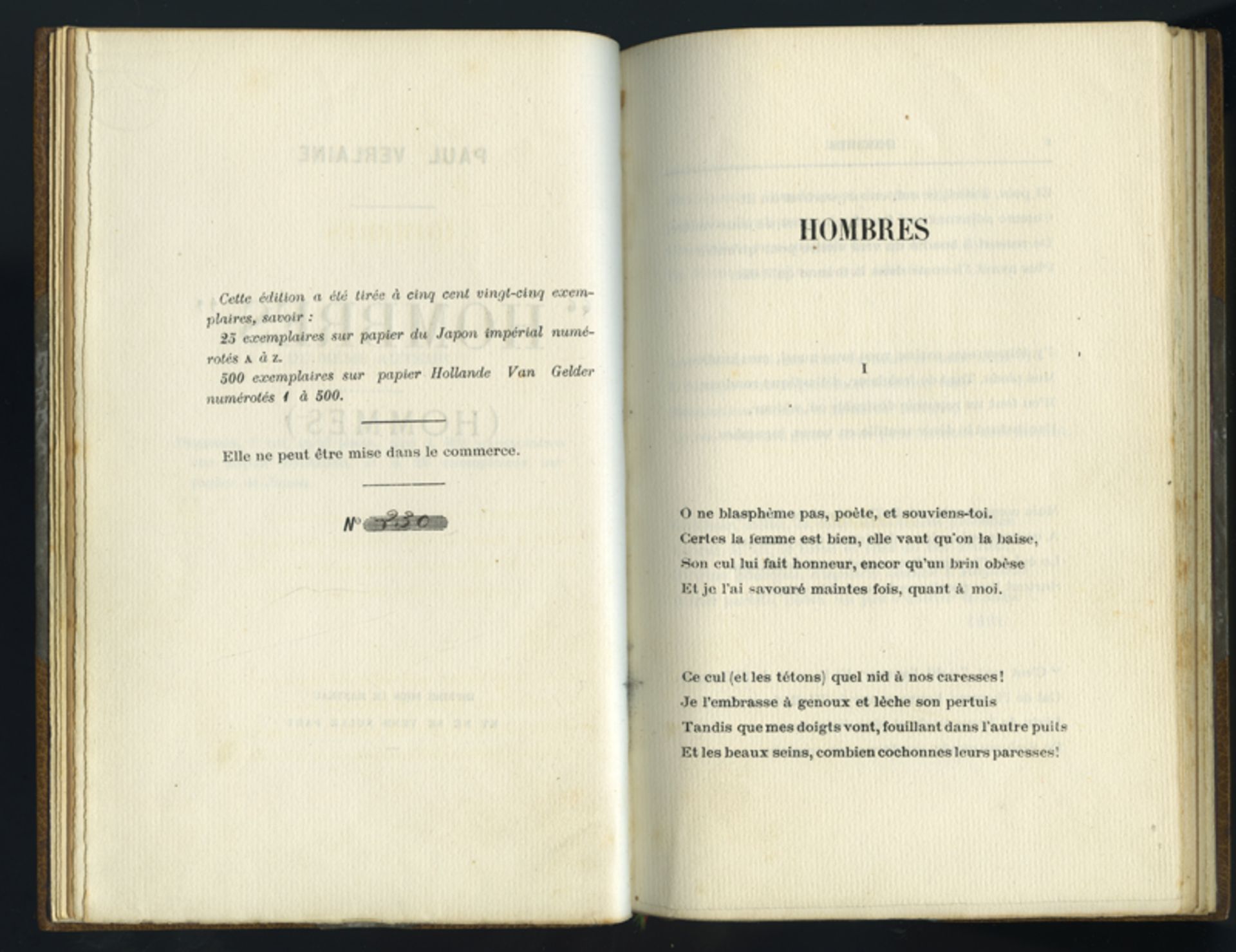 Paul VERLAINE [Arthur RIMBAUD]. - « Hombres » (Hommes). - Imprimé sous le [...] - Bild 4 aus 5