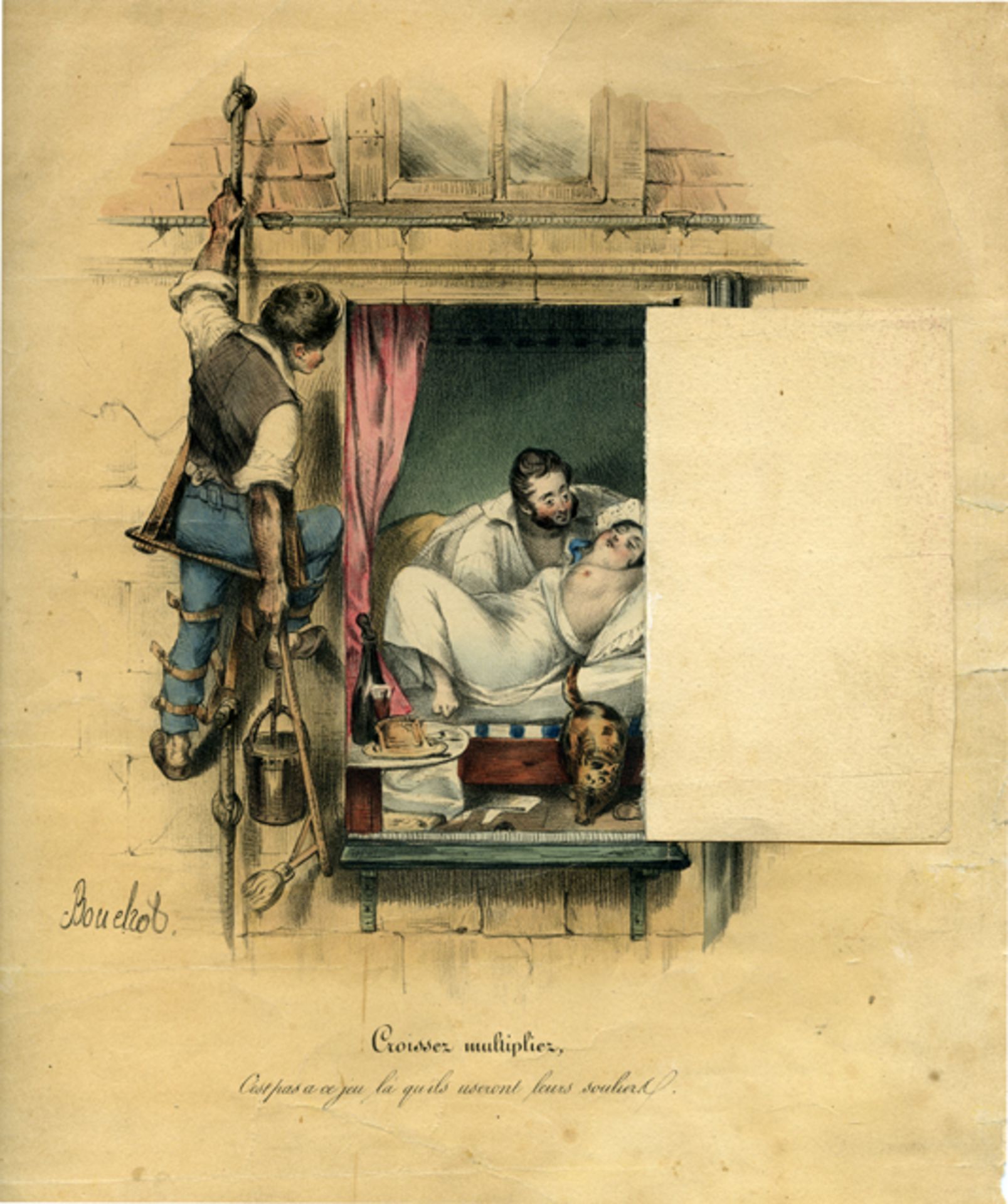 Henry BOUCHOT. Portes et Fenêtres, vers 1830. C’est amusant de gagner son argent [...] - Bild 2 aus 4