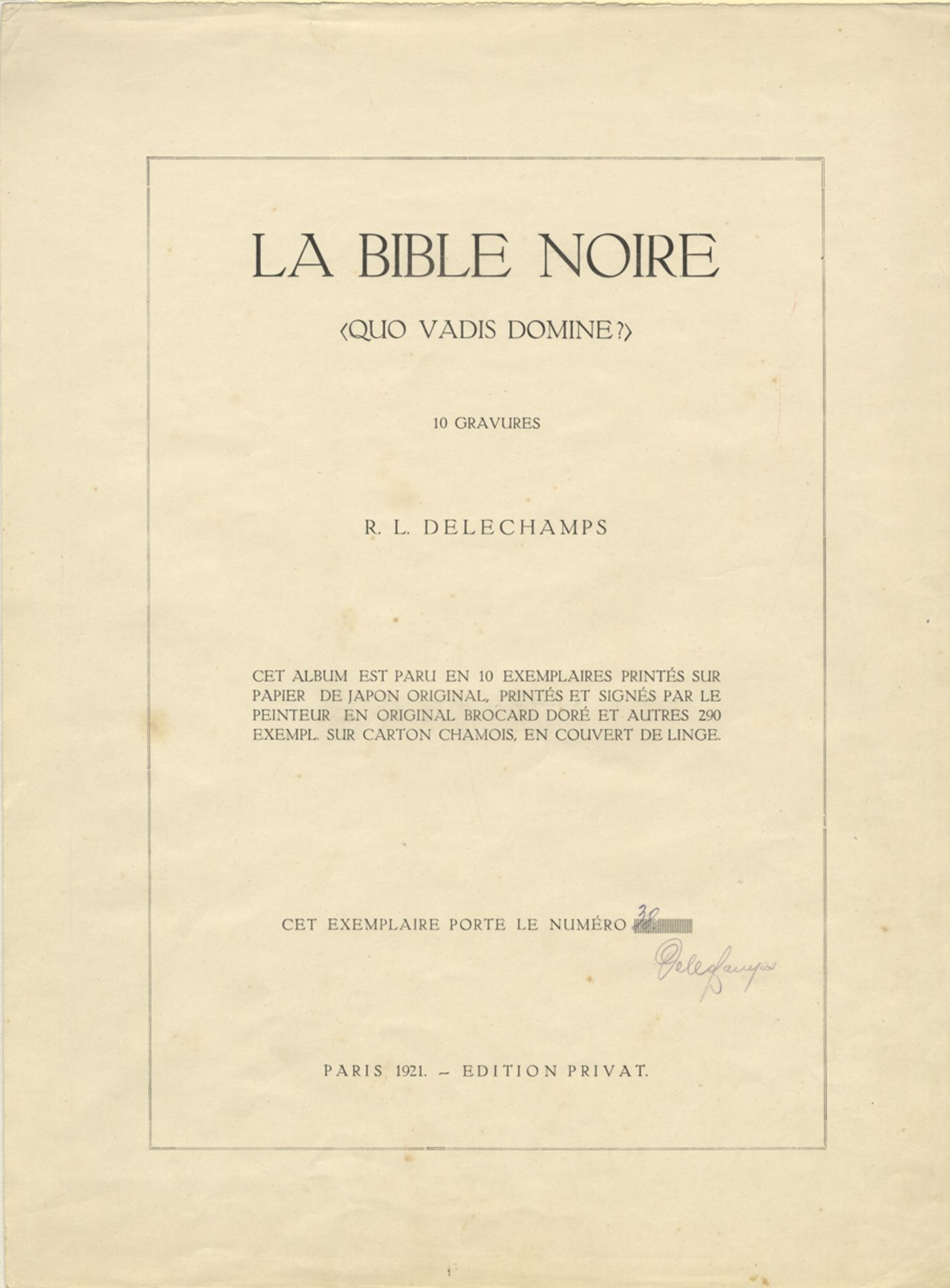 R.L. DELECHAMPS [pseudonyme]. - La Bible Noire. Paris [Berlin], édition privat, [...] - Bild 2 aus 5