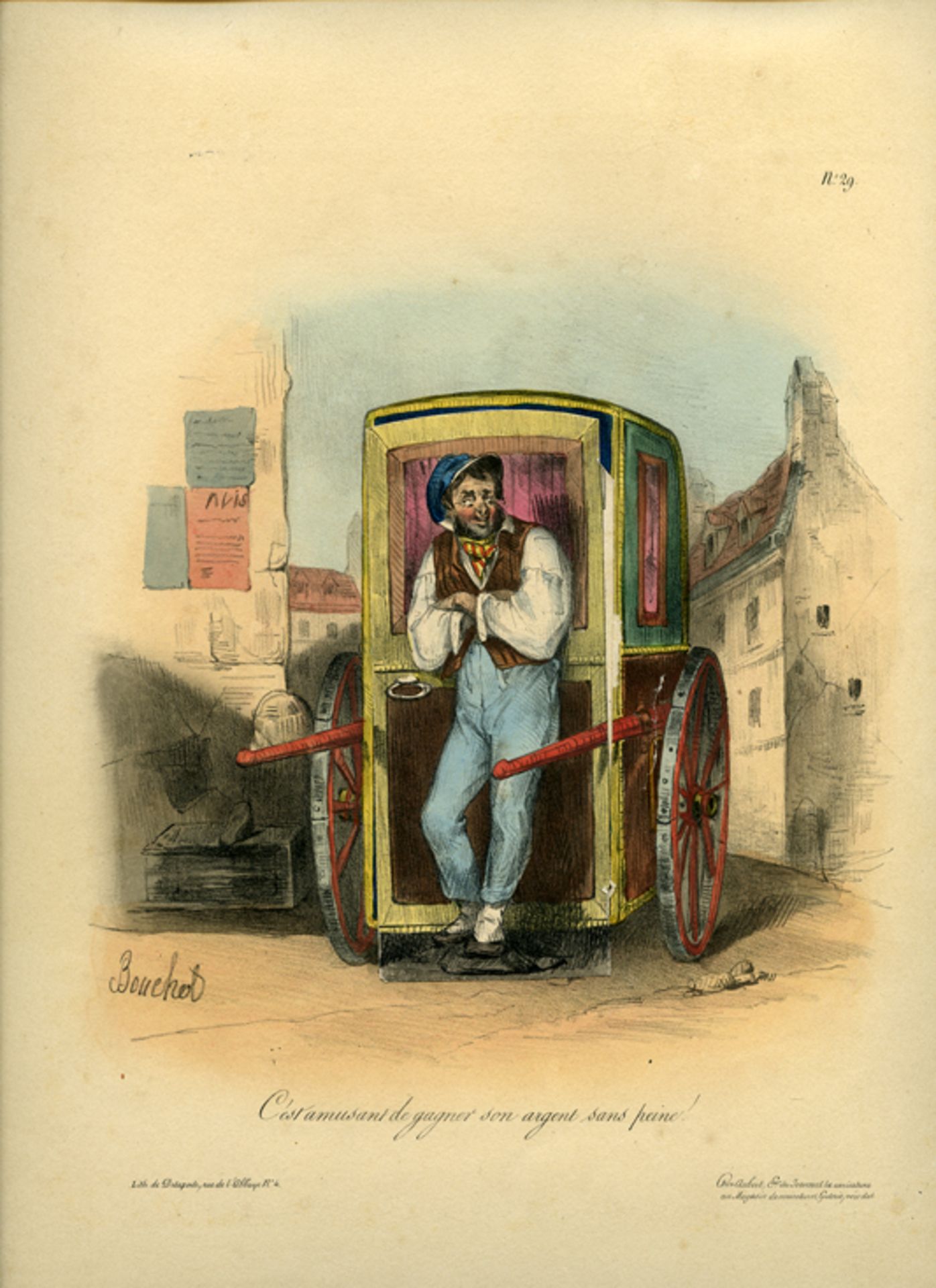 Henry BOUCHOT. Portes et Fenêtres, vers 1830. C’est amusant de gagner son argent [...] - Bild 3 aus 4