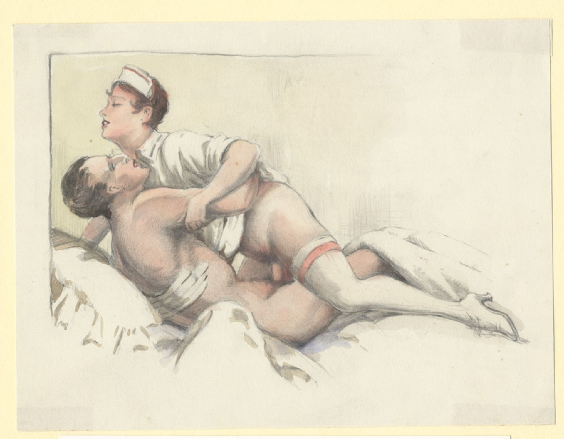 [Artistes non identifiés]. - Couples en action, vers 1920-1930. 6 dessins dont un [...]