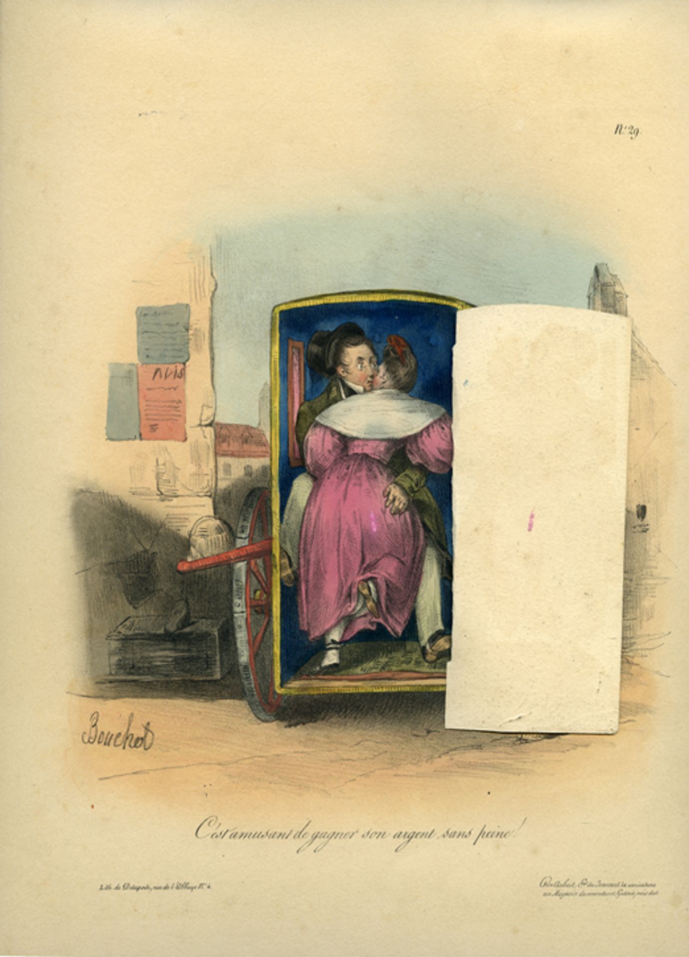 Henry BOUCHOT. Portes et Fenêtres, vers 1830. C’est amusant de gagner son argent [...] - Bild 4 aus 4