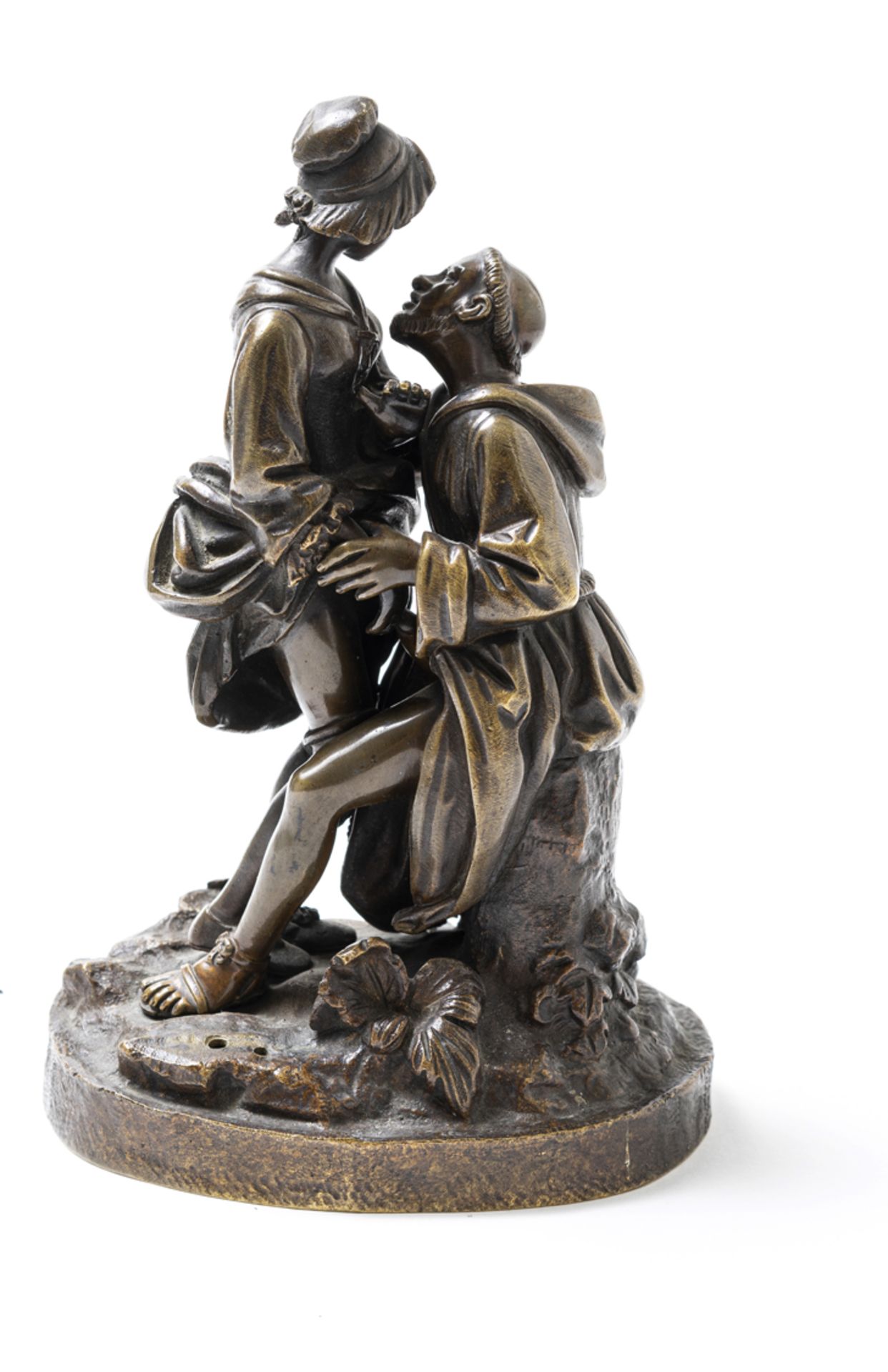 [Artiste non identifié]. - Le Moine galant, fin du XIXe siècle. Bronze patiné, 21 [...]