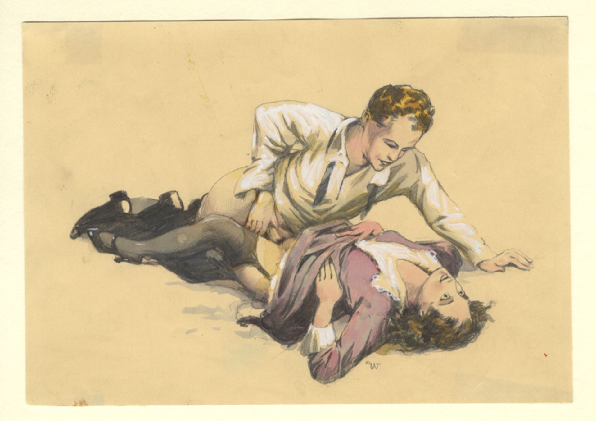 [Artistes non identifiés]. - Couples en action, vers 1920-1930. 6 dessins dont un [...] - Bild 3 aus 7