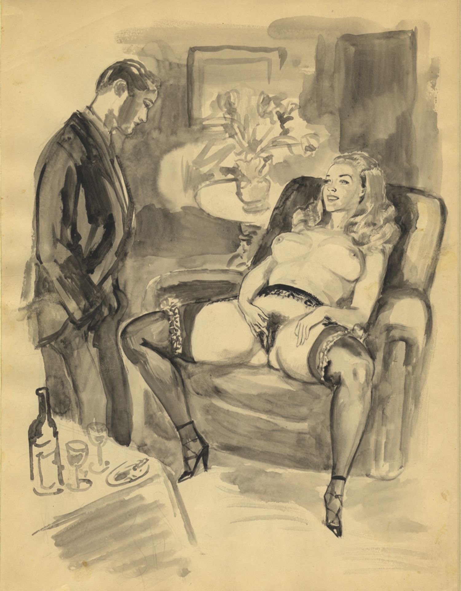 Louis BERTHOMMÉ-SAINT-ANDRÉ (1905-1977). - Plaisirs féminins, vers 1950. [...] - Bild 3 aus 5