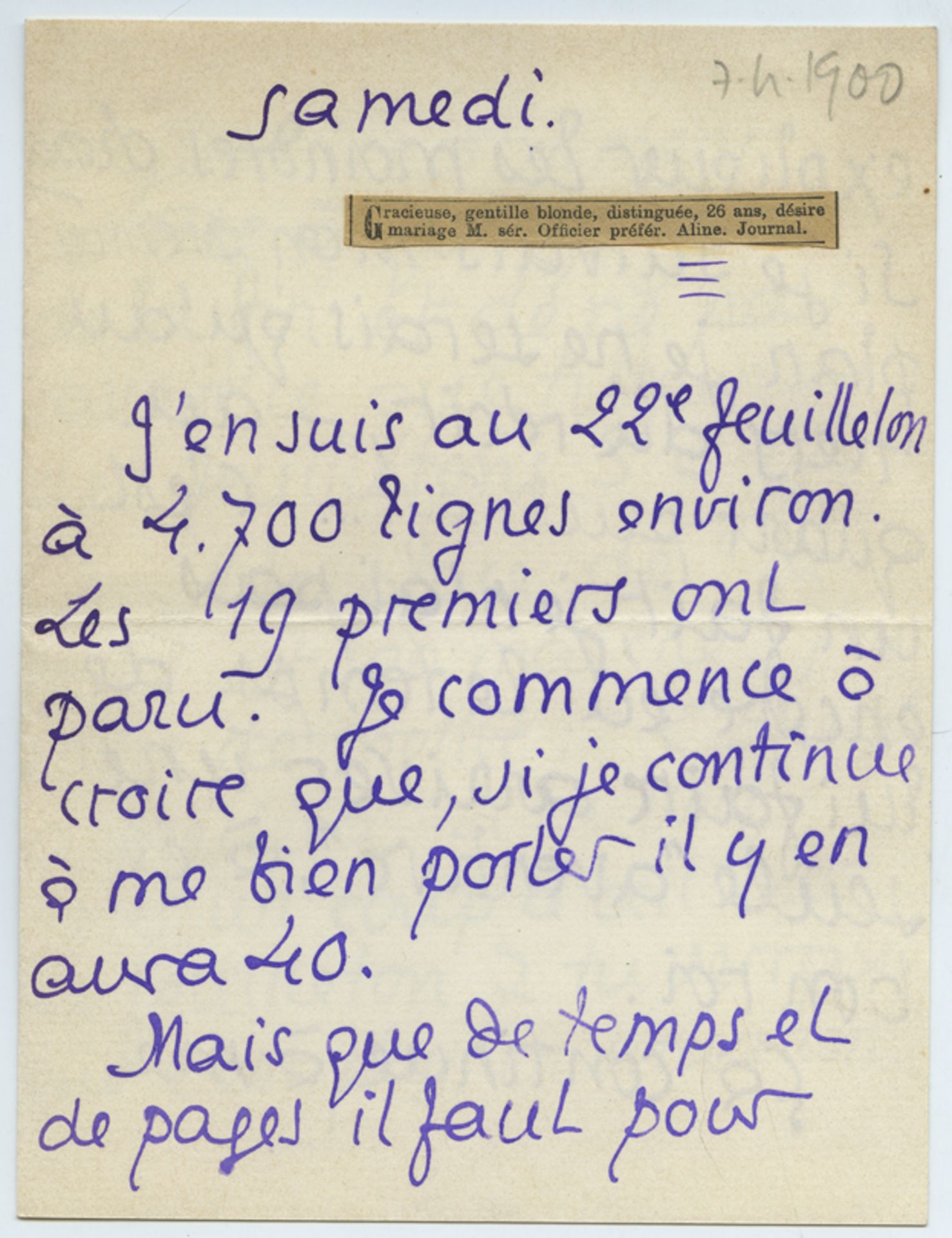 Pierre LOUŸS et Marie de RÉGNIER. 6 tirages argentiques, 7 courriers manuscrits, [...] - Bild 4 aus 14