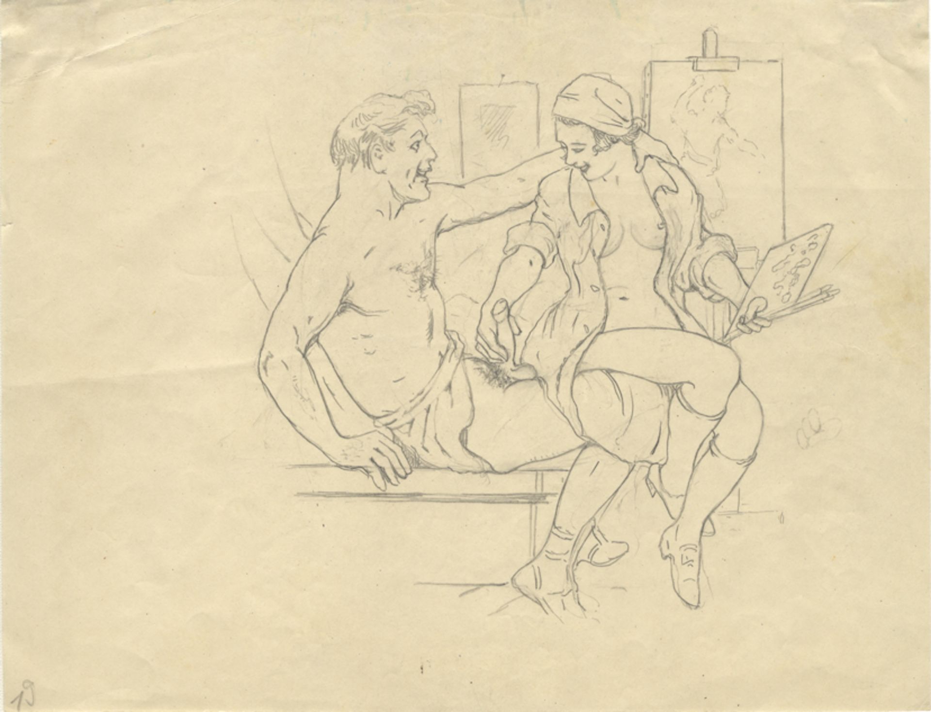 [Artistes non identifiés]. - Couples en action, vers 1920-1930. 6 dessins dont un [...] - Bild 7 aus 7
