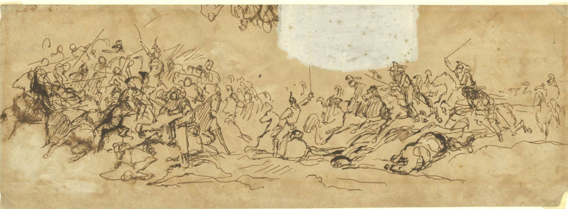 Bataille Ecole française du XIXe siècle Etude pour une scène de bataille Plume [...]
