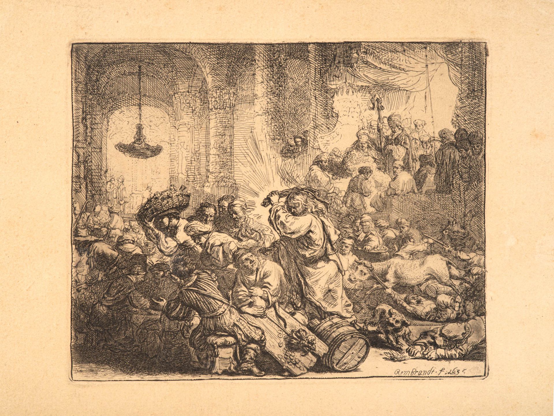 REMBRANDT VAN RIJN (1606 – 1669) Jésus chassant les marchands du temple Eau-forte [...]