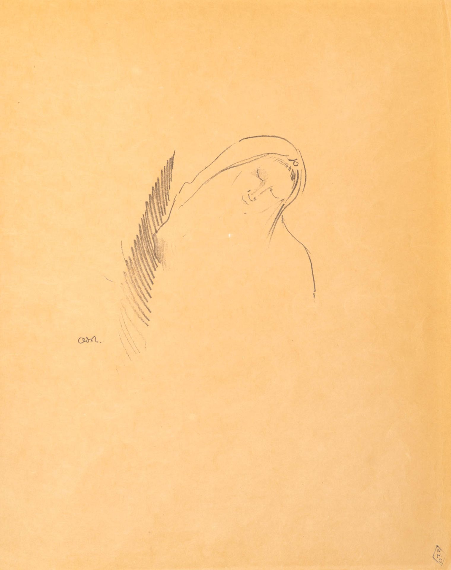 Odilon REDON (1840 - 1916) Le Sommeil ou La Sulamite Lithographie sur papier [...]