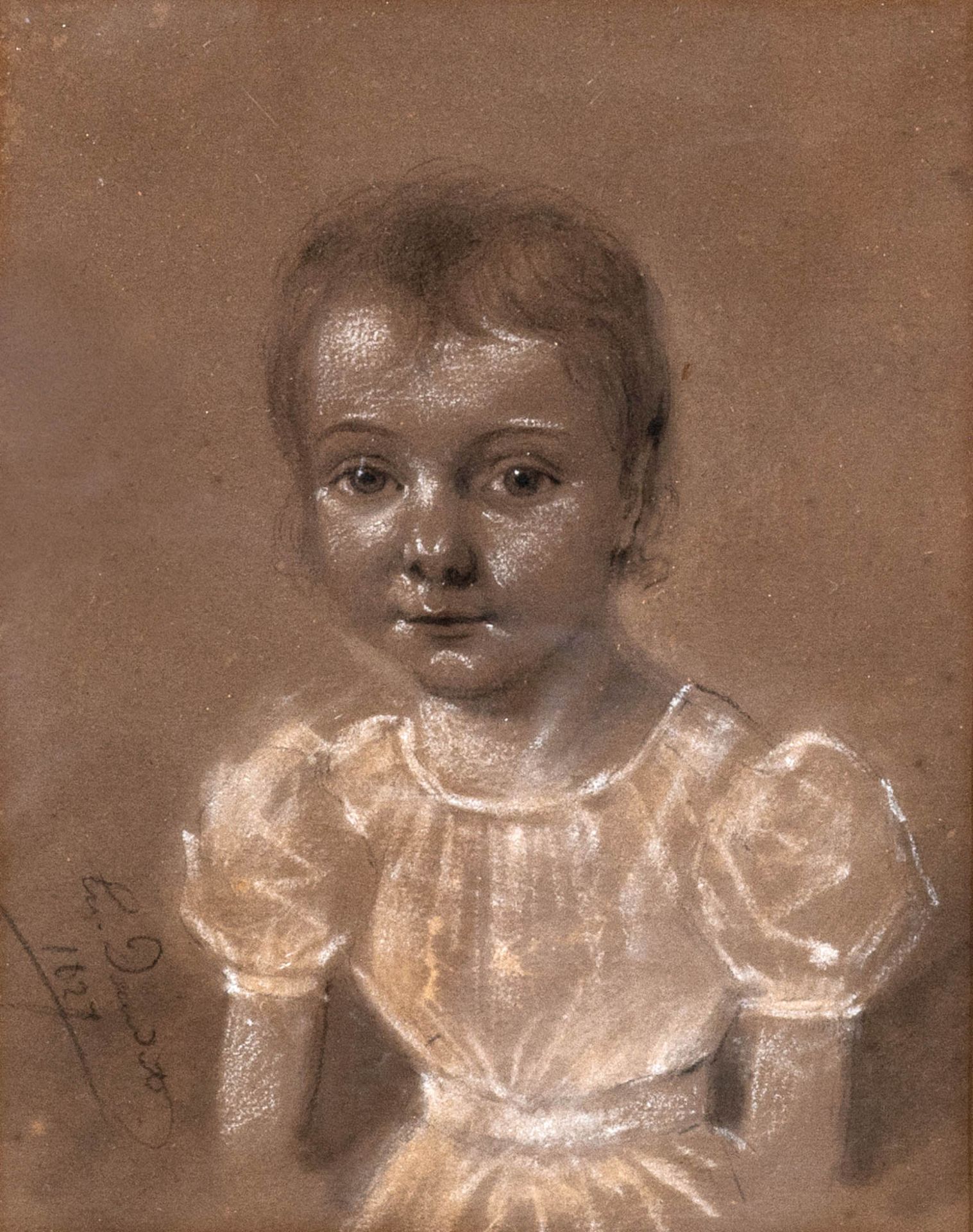 Eugène DAUDET (1809-c.1870) Portraits d’enfants Paire de dessins à la pierre [...] - Bild 2 aus 2