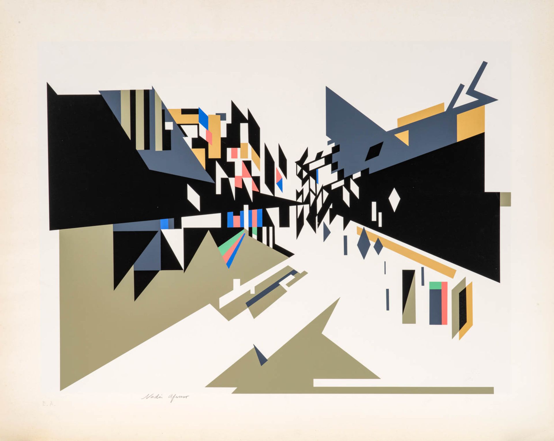 Nadir AFONSO (1920 - 2013) Etudes Deux sérigraphies en couleurs signées, annotées [...]