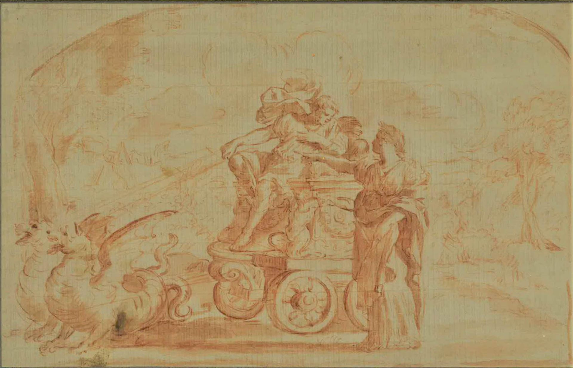 Ecole française du XVIIIe siècle Scène de triomphe Sanguine 19 x 29 cm 300/400 € -
