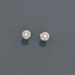 Boutons d'oreilles en fleurette d'or gris, 750 MM, recouverte chacune de diamants, [...]