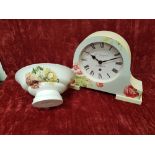 A Laura Ashley wooden bowl and Newgate clock.