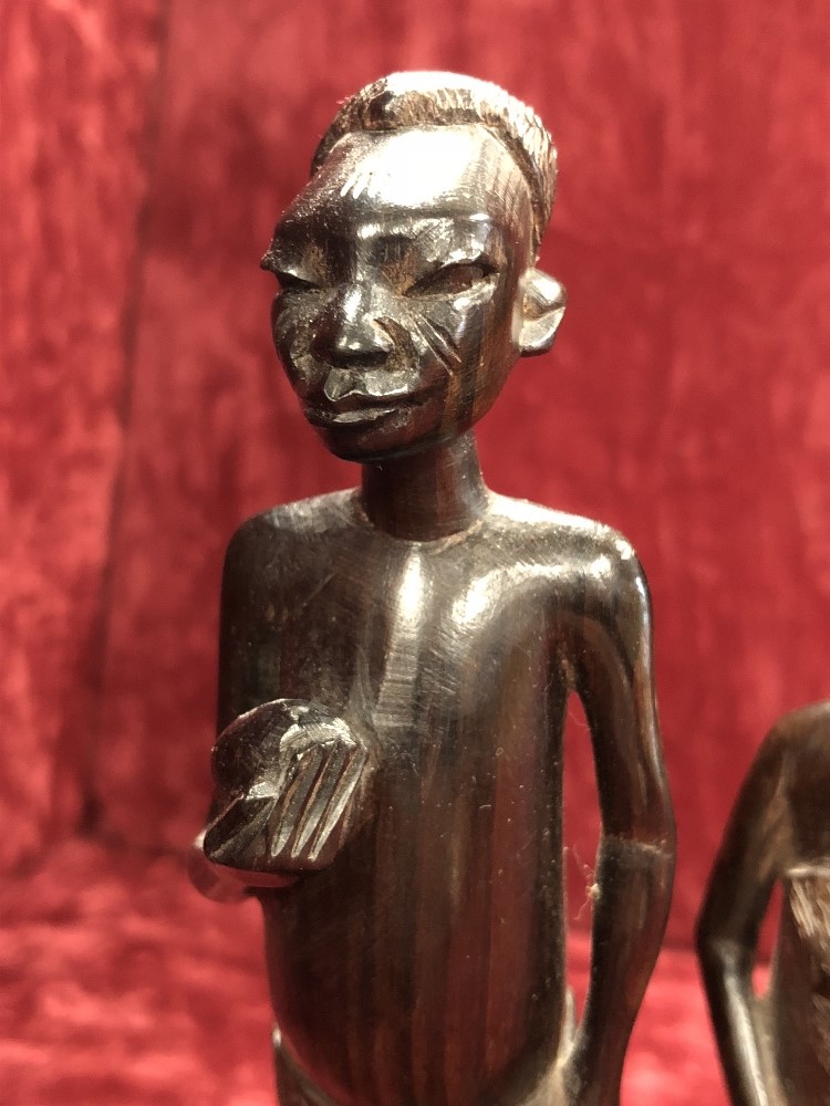 A group of three African carved wooden tribal figures - Image 5 of 7