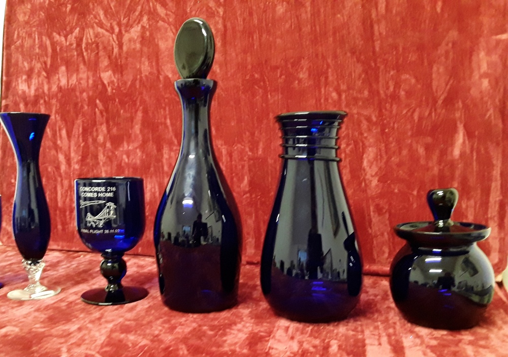 A collection of blue glass including Bristol Blue. - Image 3 of 3