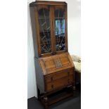 An Art Deco oak bureau bookcase.