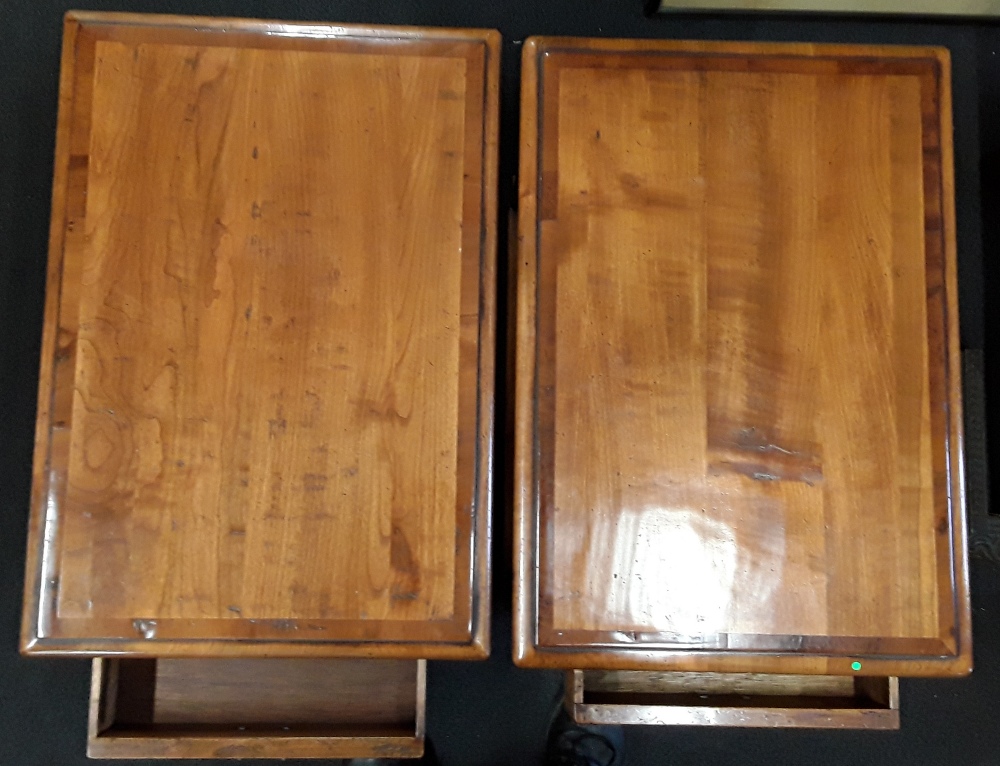 Two matching mahogany side tables each with a small drawer and shelf. - Image 2 of 2