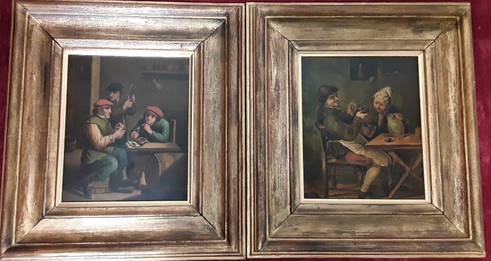 A pair of 17th/18th Century Dutch/Flemish oil paintings on board.