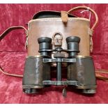 A pair of WW2 German Binoculars “Hensoldt Wetzlar”, “London Model 1913” in leather strapped box.