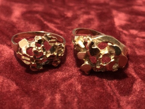 Two 14K gold rings of unusual form.